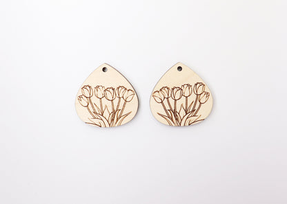 Tulip earring blanks, wood earring blanks