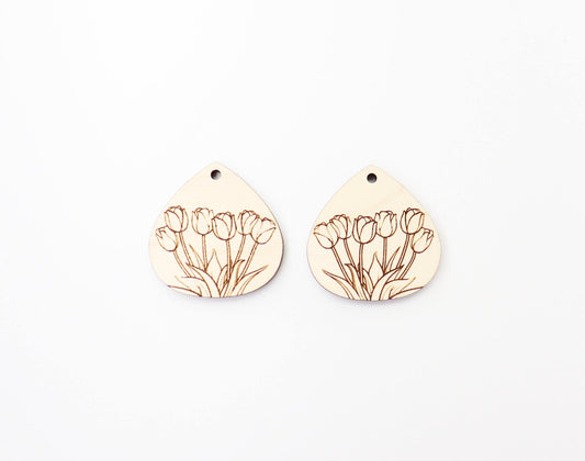 Tulip earring blanks, wood earring blanks