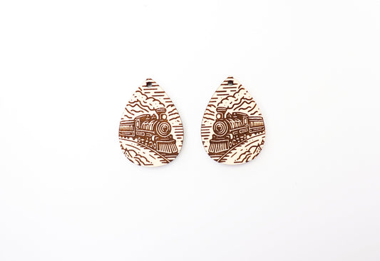 Train earrings, earring blanks, sold per set