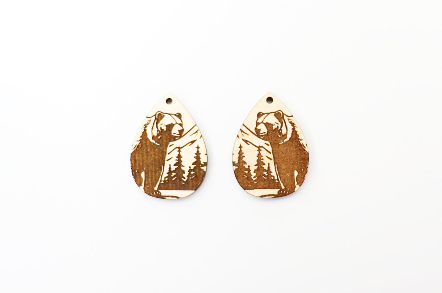 Bear earrings, earring blanks, wood cutouts