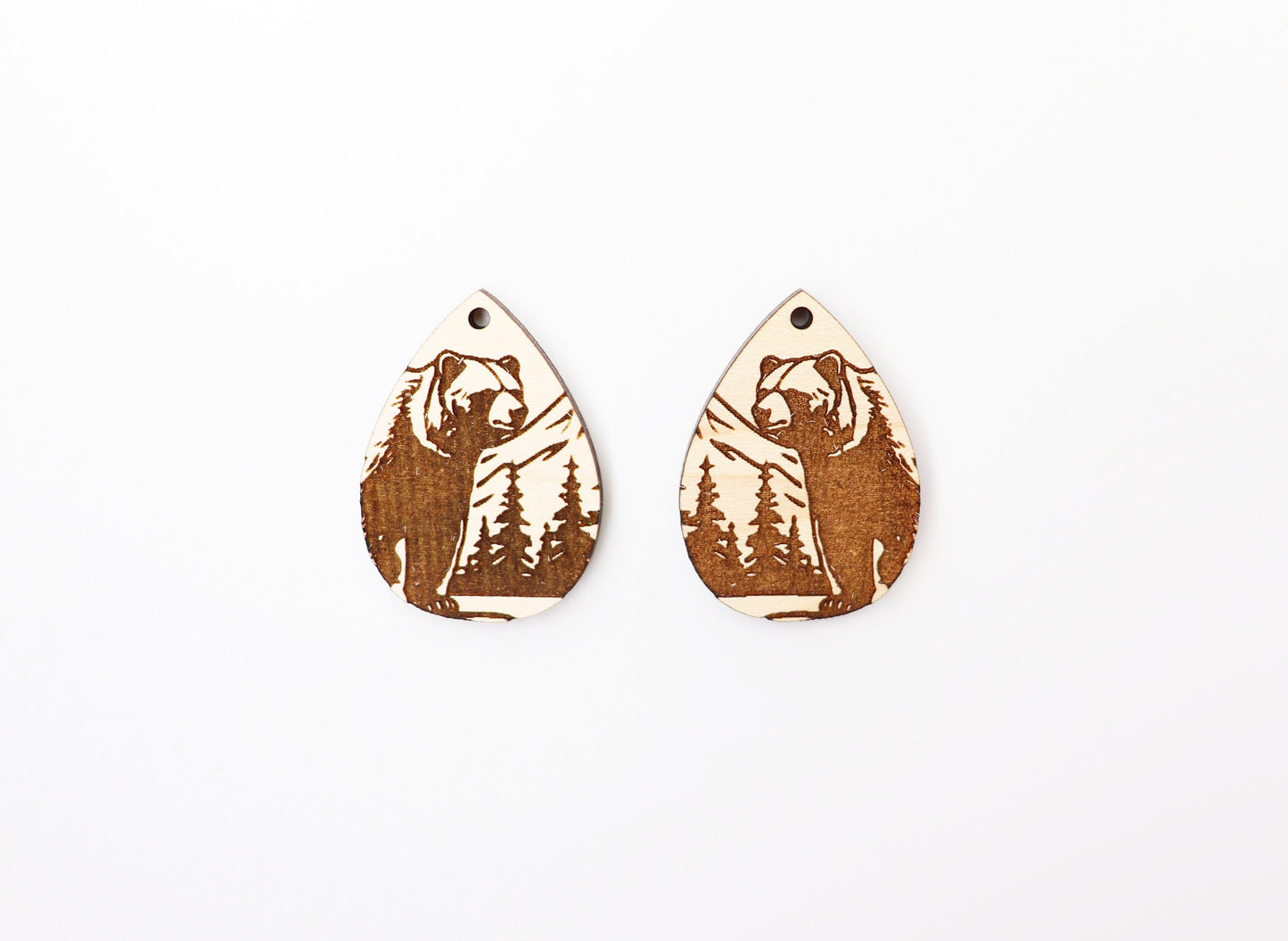 Bear earrings, earring blanks, wood cutouts