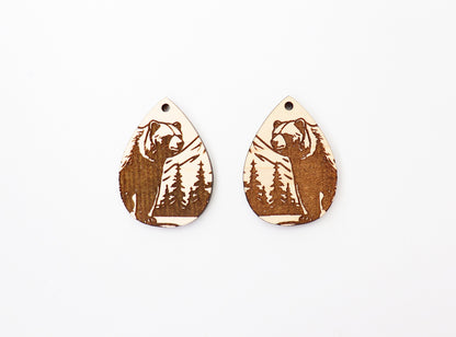 Bear earrings, earring blanks, wood cutouts