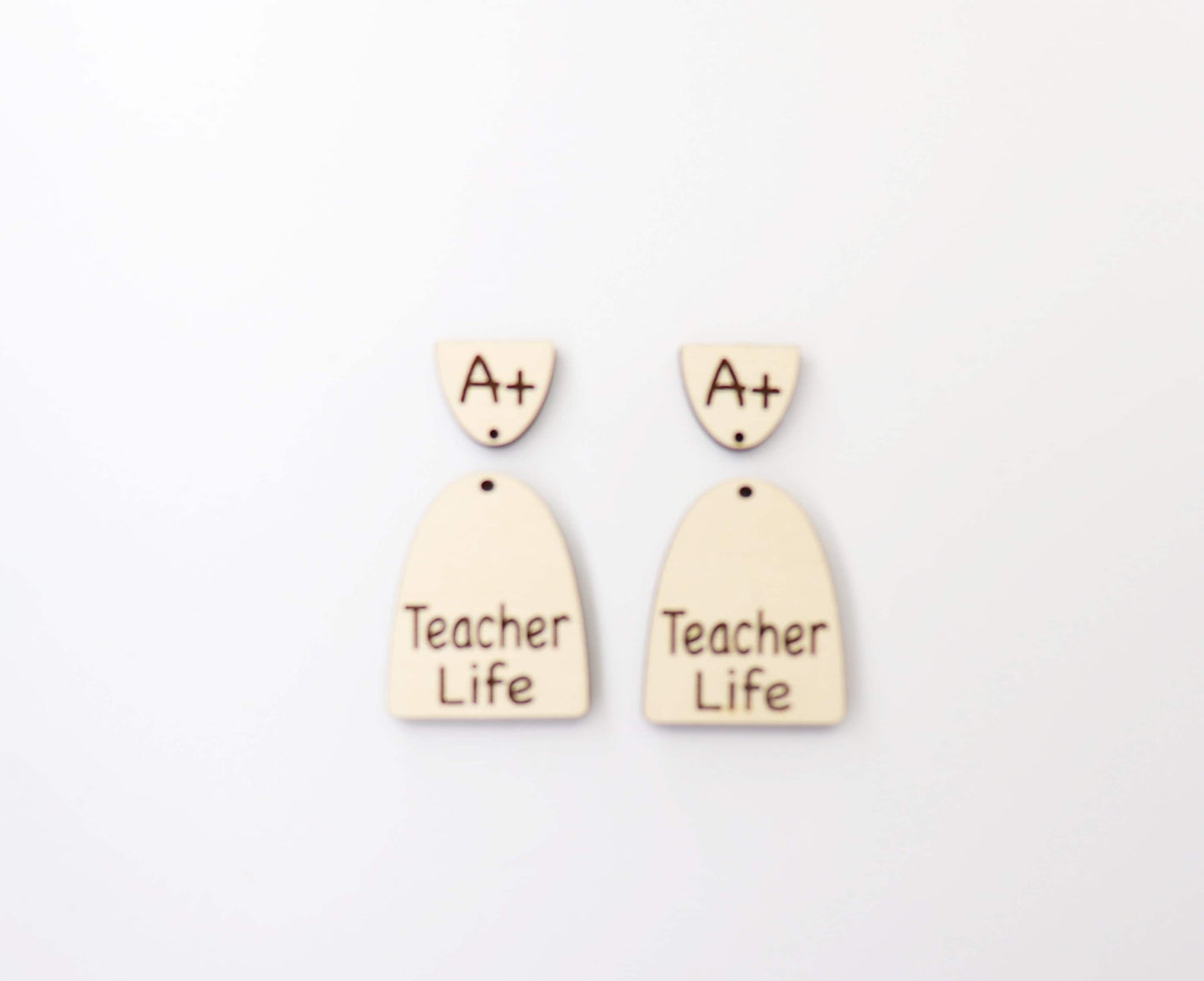 Teacher earring blanks, wood cutouts, earring blanks