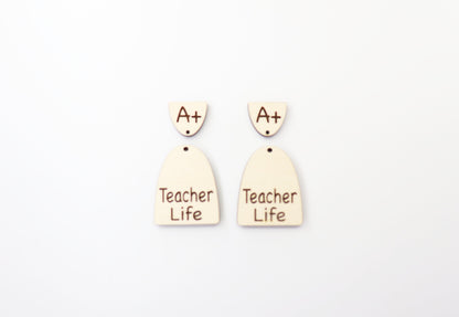 Teacher earring blanks, wood cutouts, earring blanks