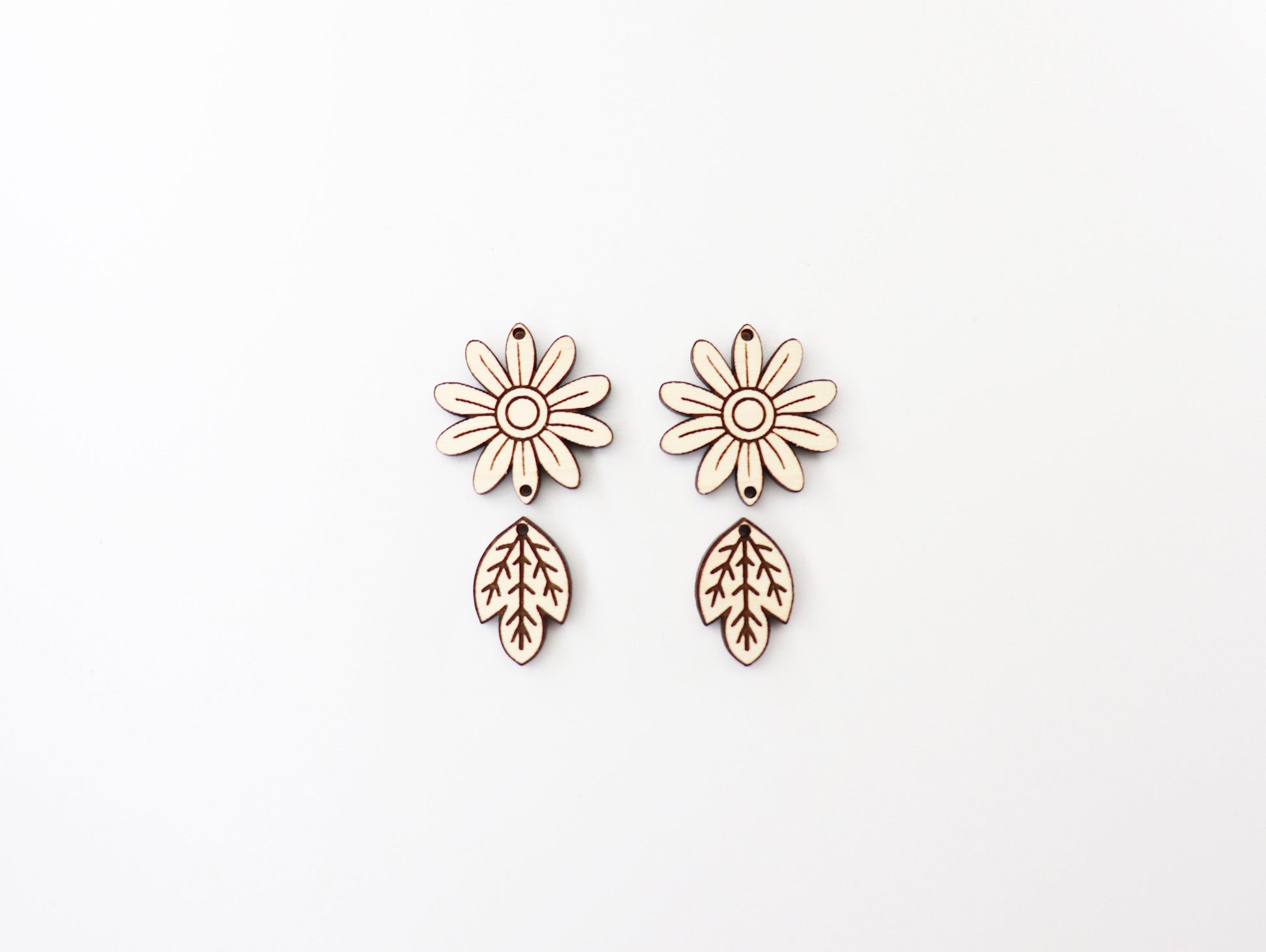 2 Part Sunflower earring blanks, earring blanks, wood cutouts