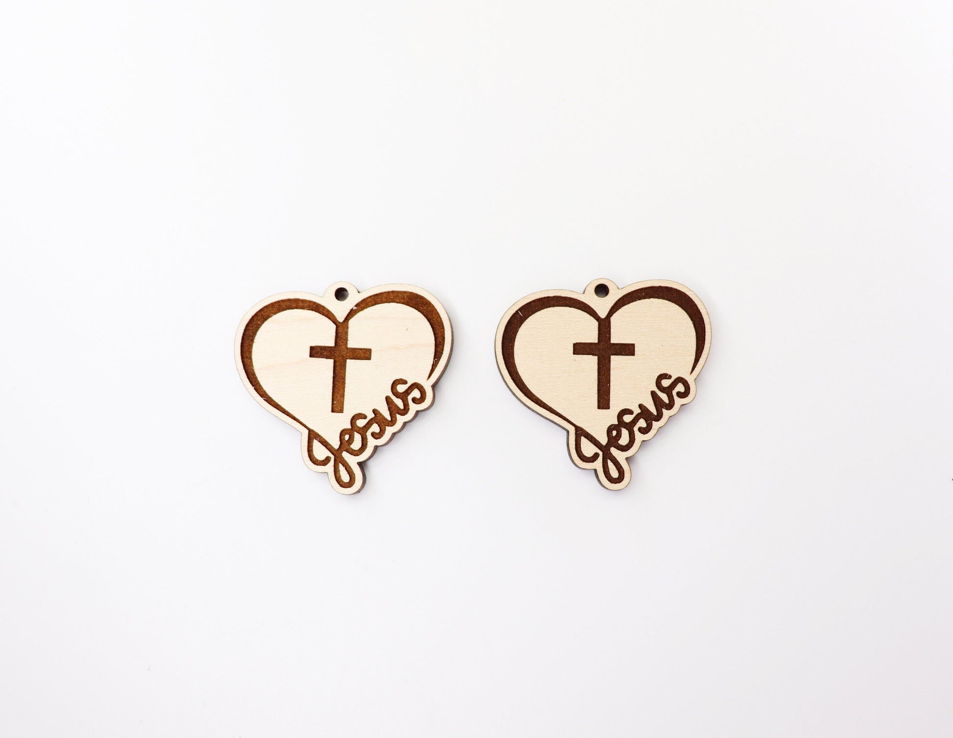 Wood heart with cross blanks, earring blanks