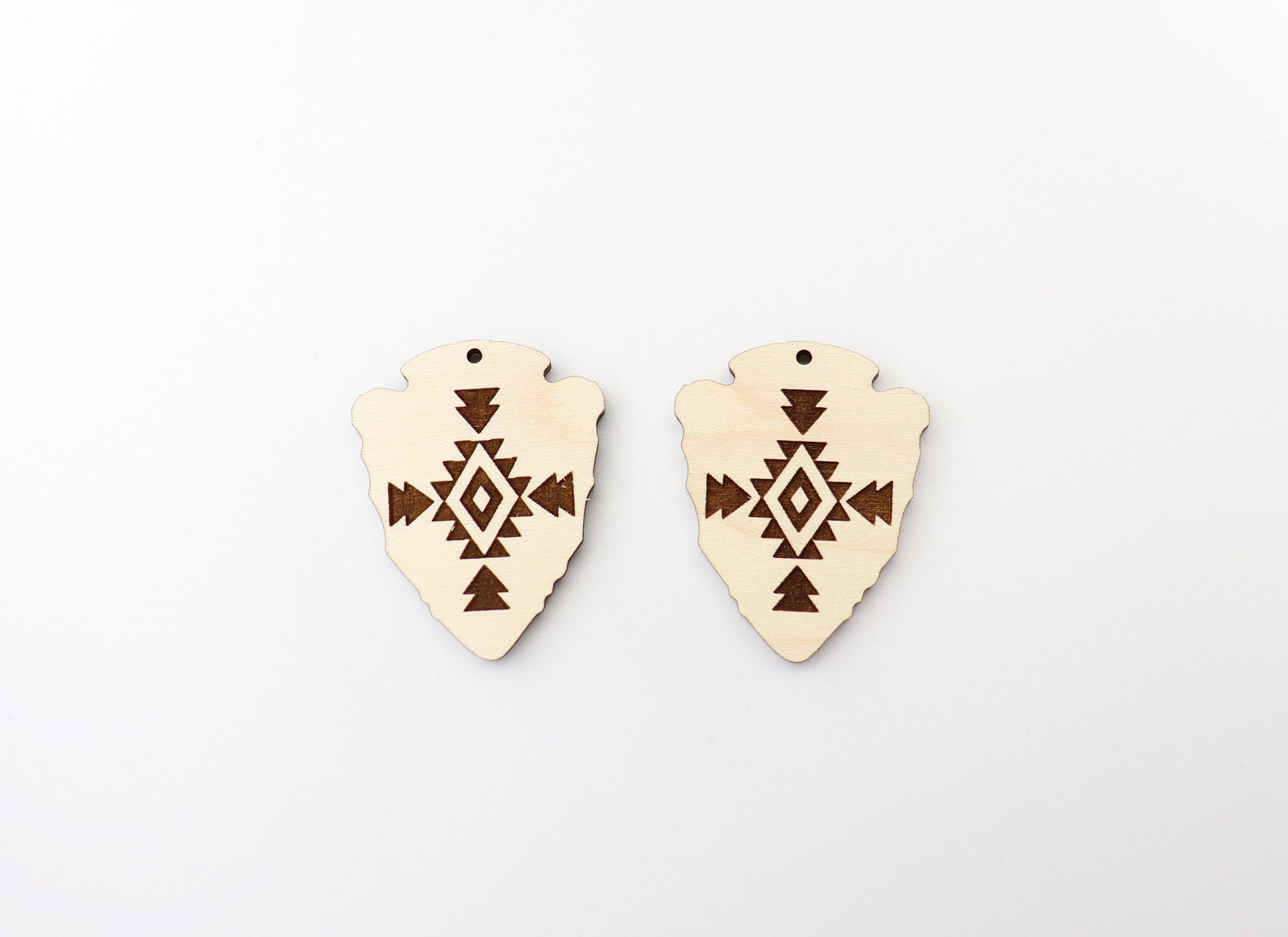 Arrowhead earring blanks, laser cutouts, sold per set