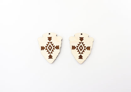 Arrowhead earring blanks, laser cutouts, sold per set