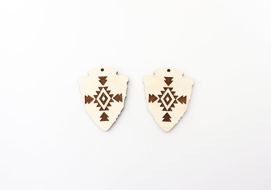 Arrowhead earring blanks, laser cutouts, sold per set