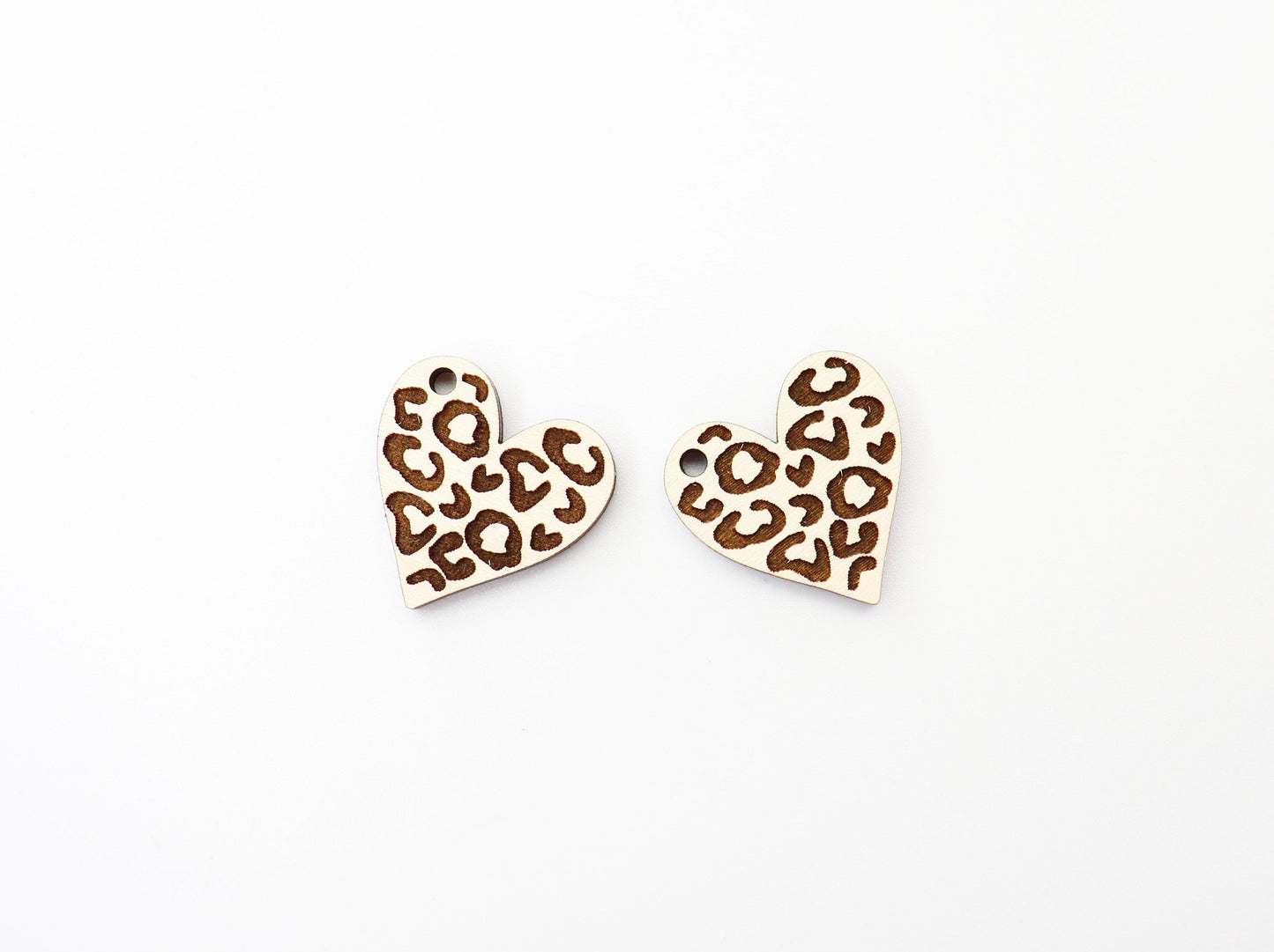 Cheetah print hearts, wood earring blanks