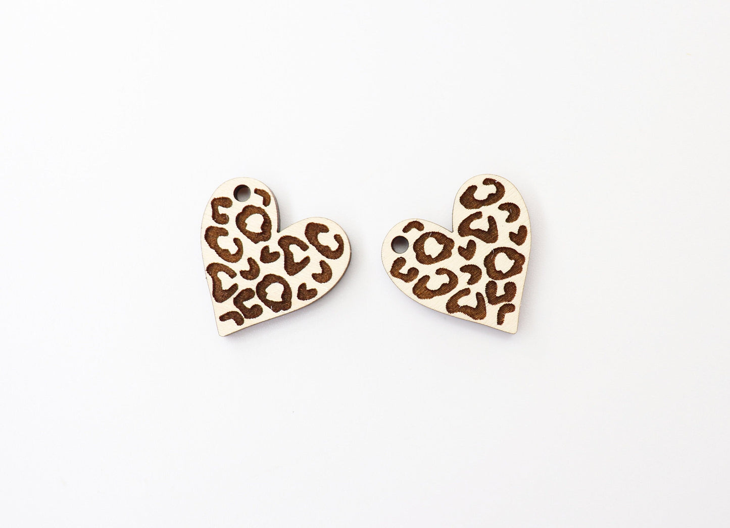 Cheetah print hearts, wood earring blanks