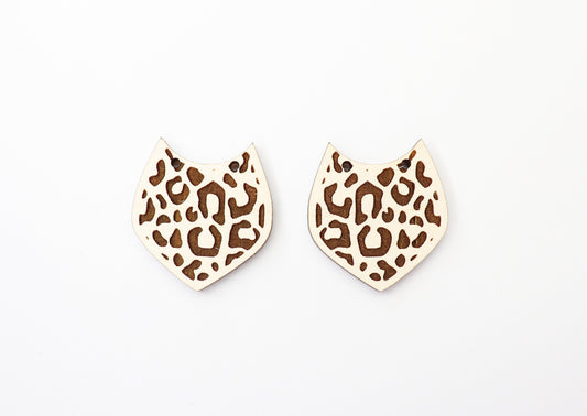 Cheetah print earring blanks, wood earring blanks